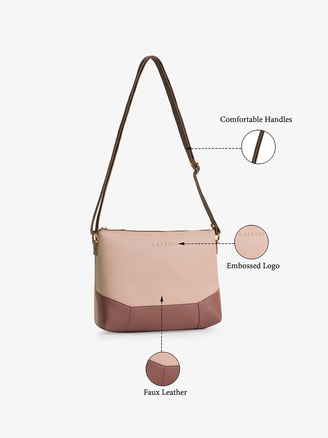 Caprese Mazie Large Pink & Blush Sling Bag - Image 8