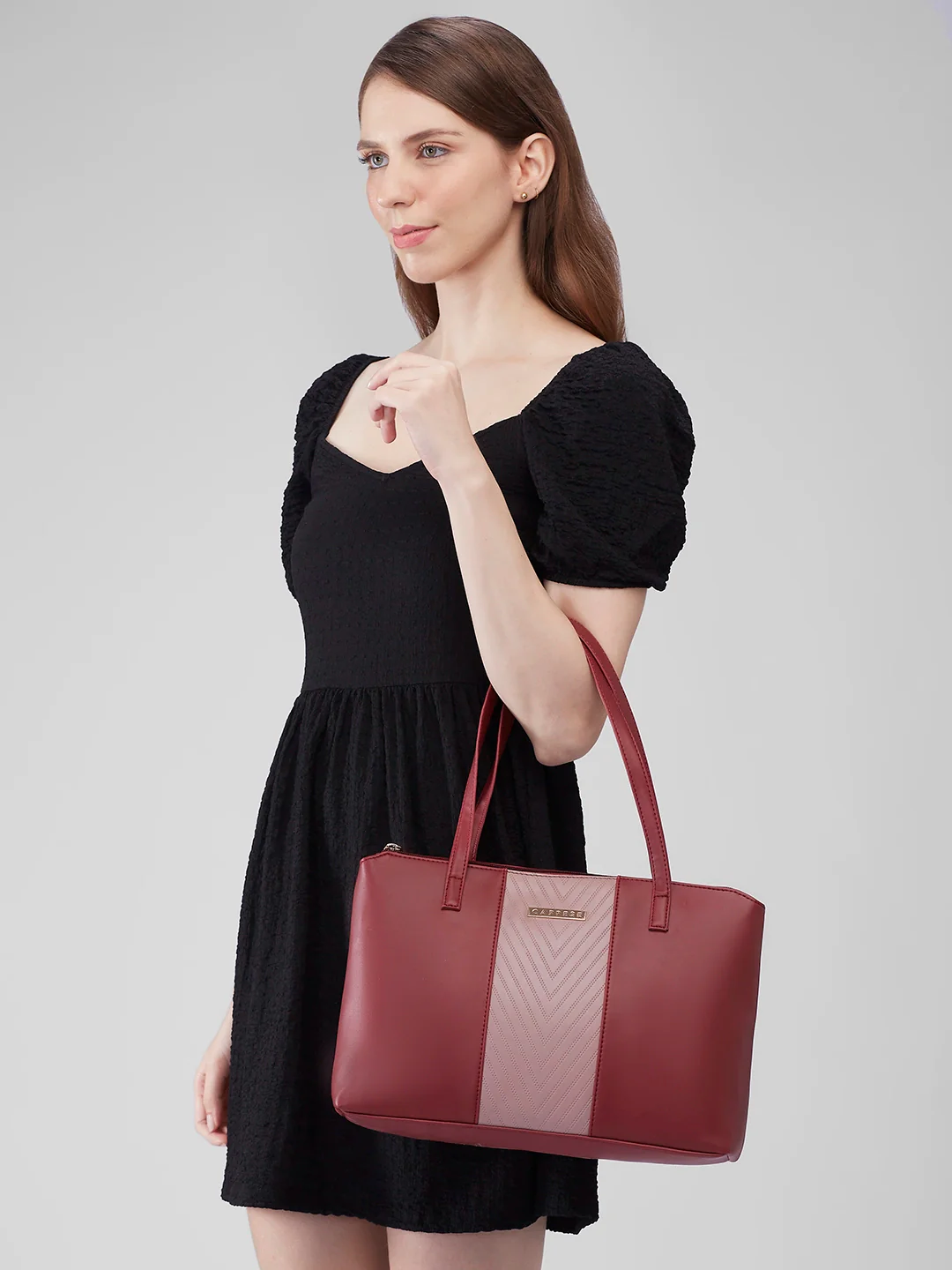 Caprese Mazie Medium Blush & Maroon Tote Bag - Image 10