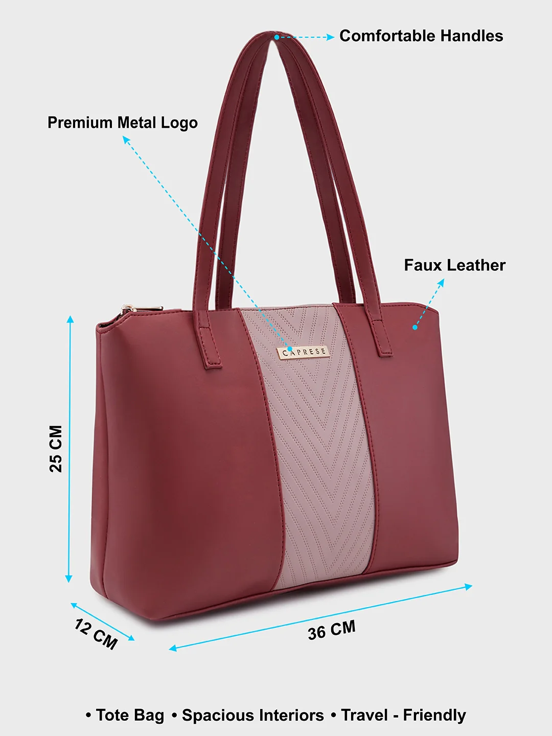 Caprese Mazie Medium Blush & Maroon Tote Bag - Image 6