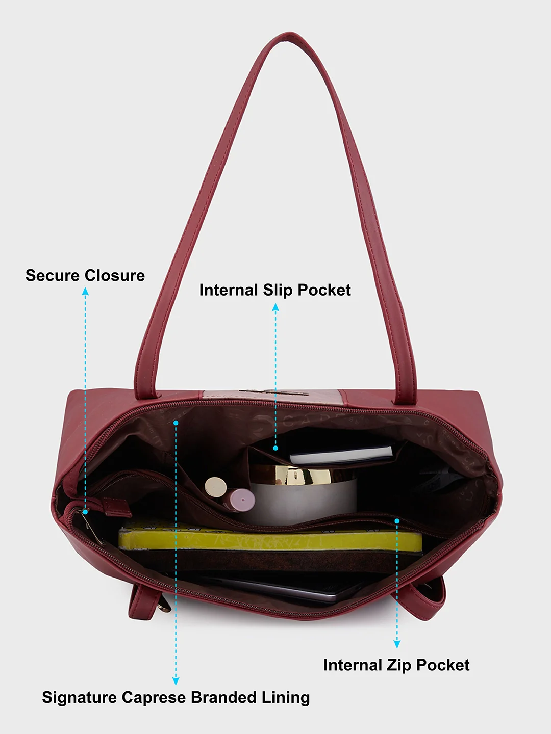 Caprese Mazie Medium Blush & Maroon Tote Bag - Image 7