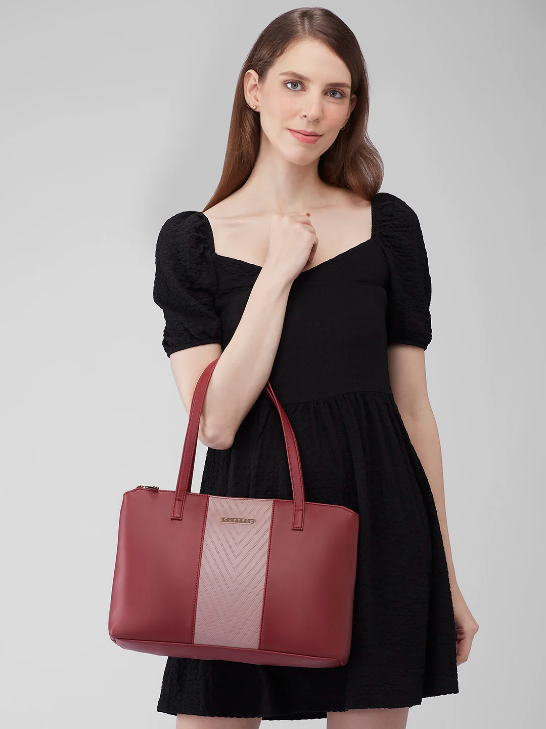 Caprese Mazie Medium Blush & Maroon Tote Bag - Image 9