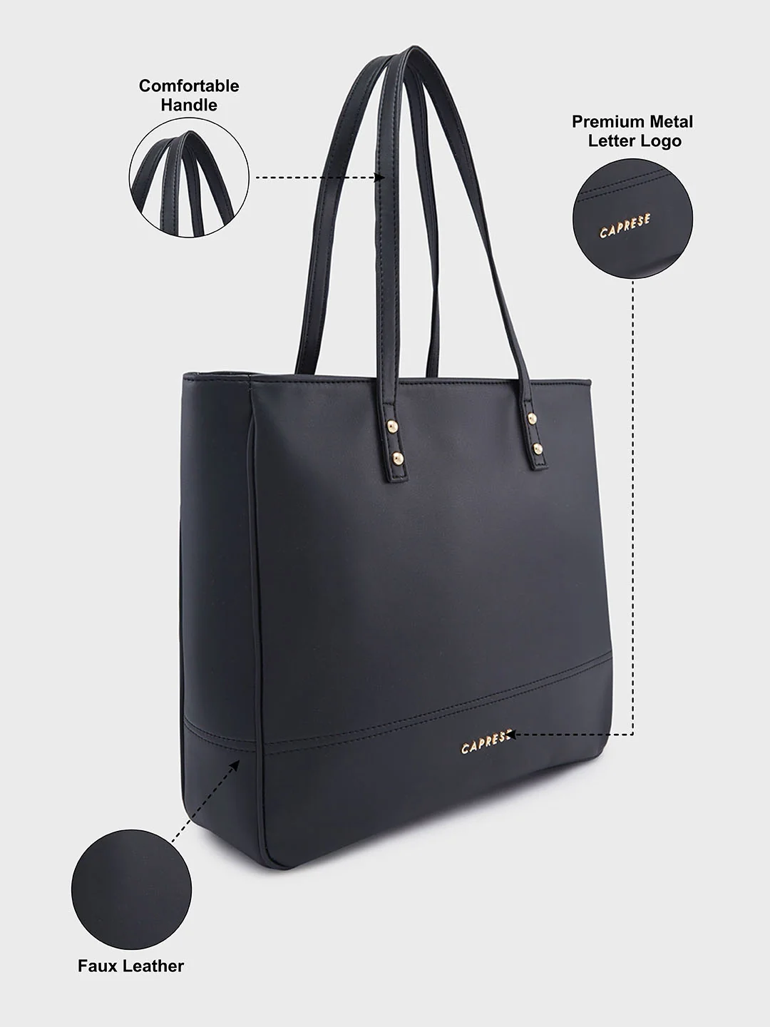 Caprese Mcree Medium Black Tote Bag - Image 4