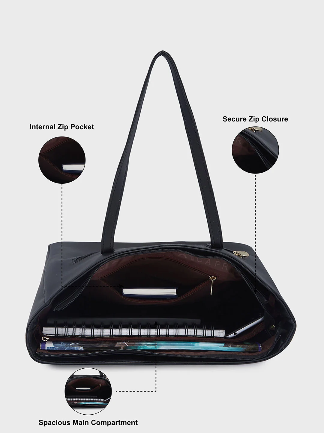 Caprese Mcree Medium Black Tote Bag - Image 5