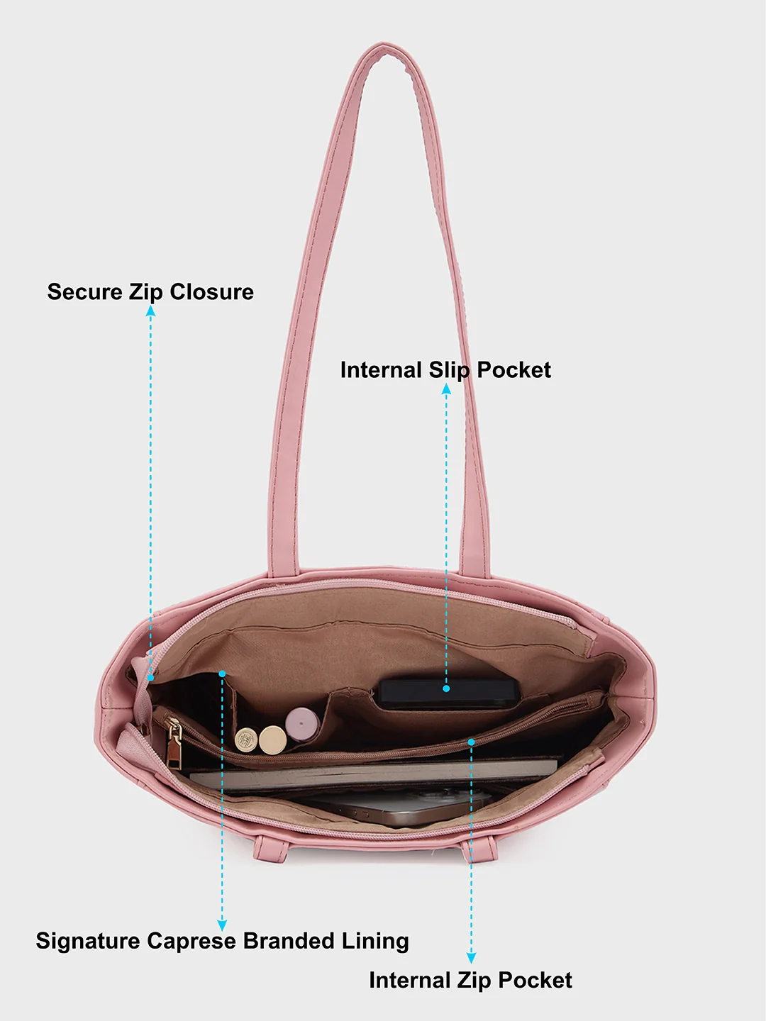 Caprese Meraki Medium Blush Tote Bag - Image 8