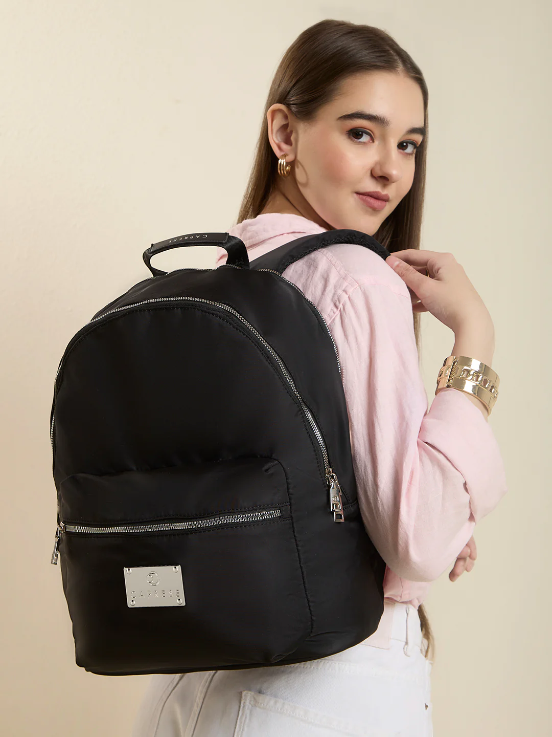 Caprese Mercury Medium Black Backpack - Image 11