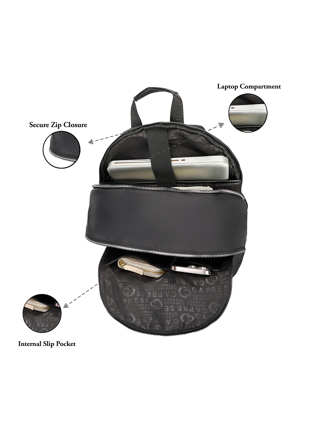 Caprese Mercury Medium Black Backpack - Image 12