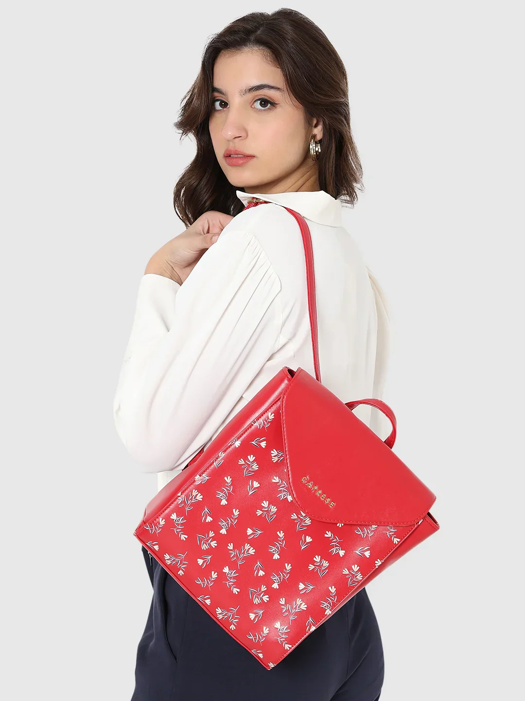 Caprese Merida Printed Large Red Backpack - Image 13