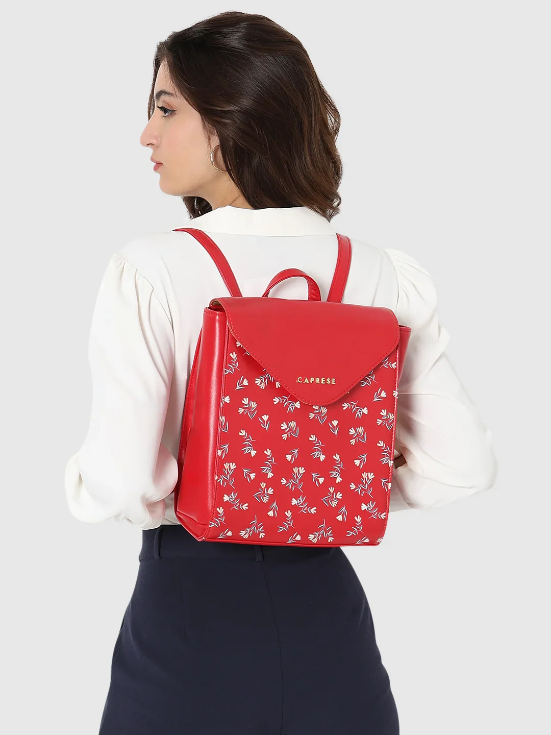 Caprese Merida Printed Large Red Backpack - Image 17