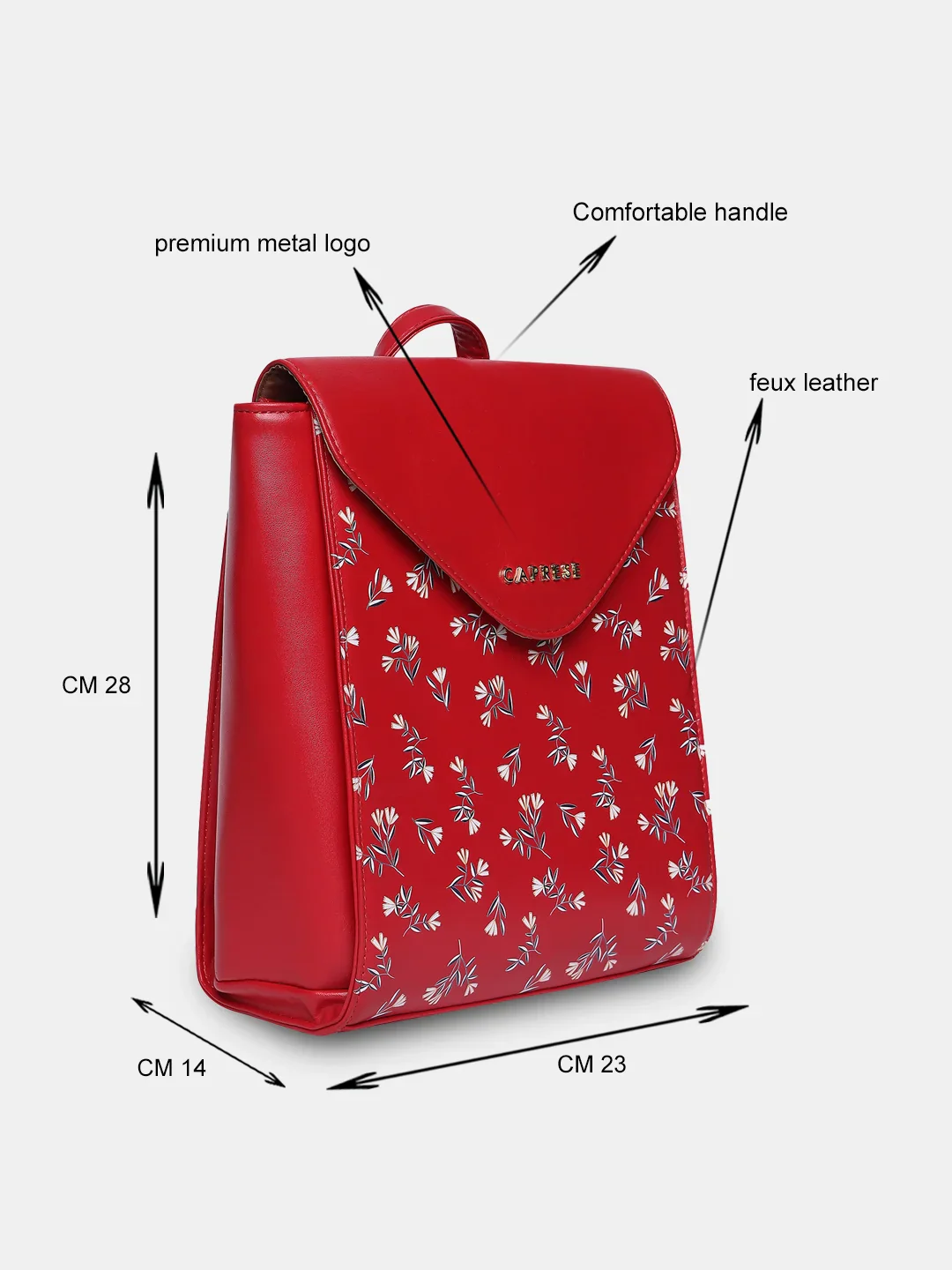 Caprese Merida Printed Large Red Backpack - Image 19