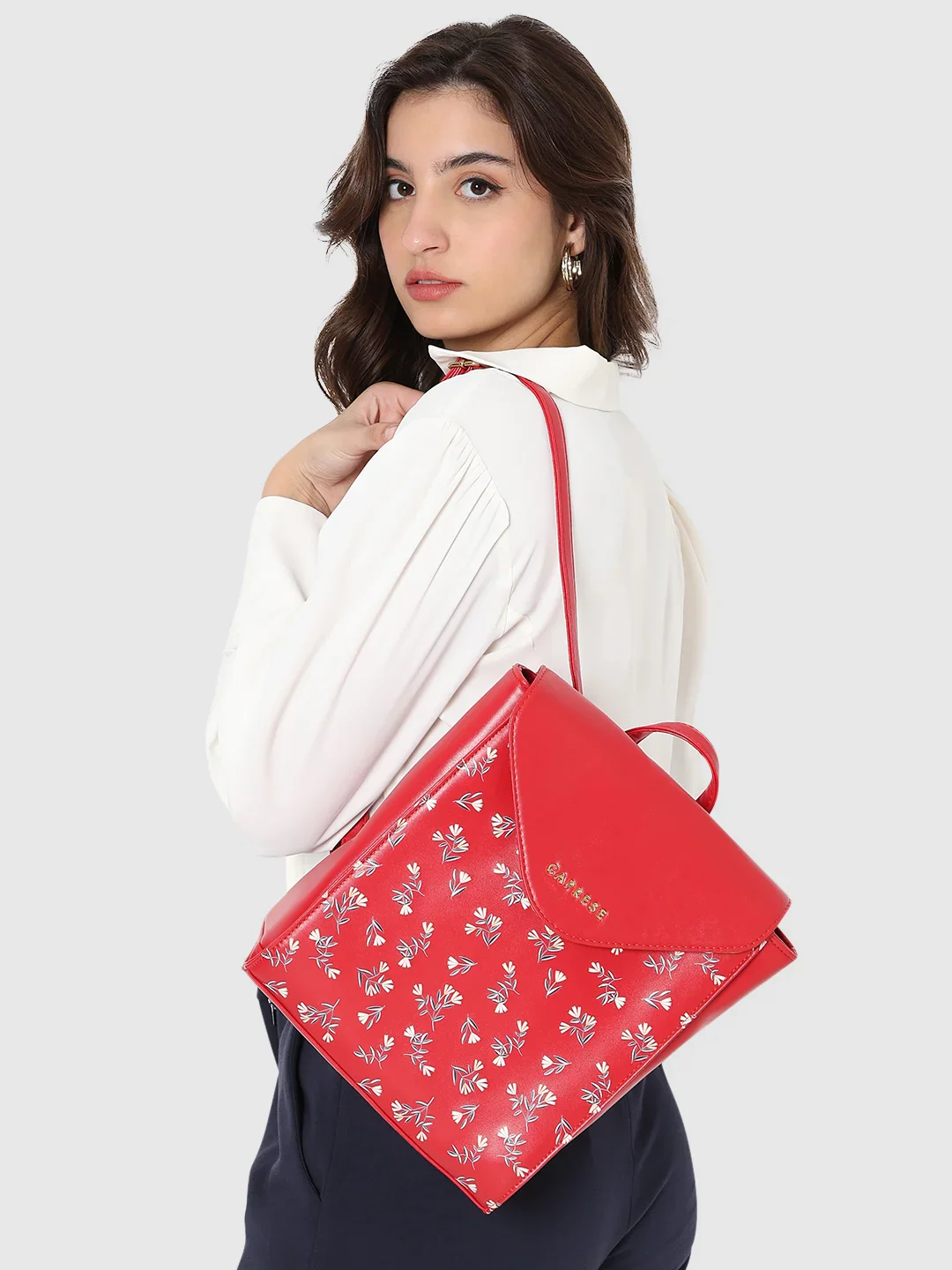 Caprese Merida Printed Large Red Backpack - Image 27