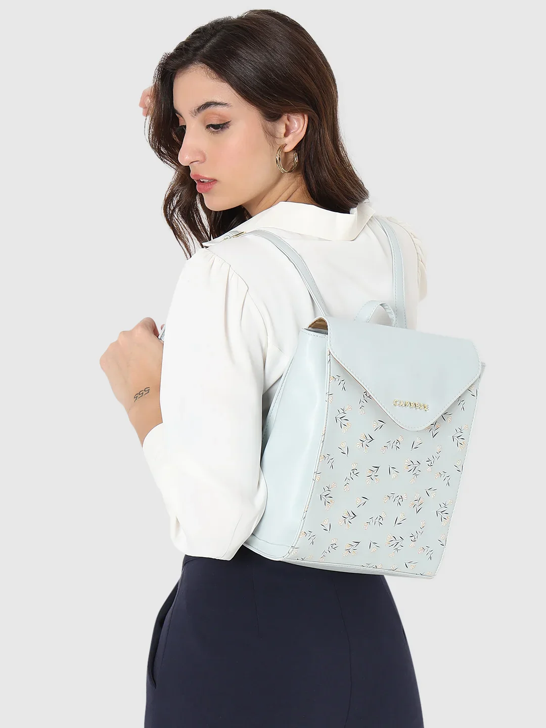 Caprese Merida Printed Large Sky Blue Backpack - Image 3