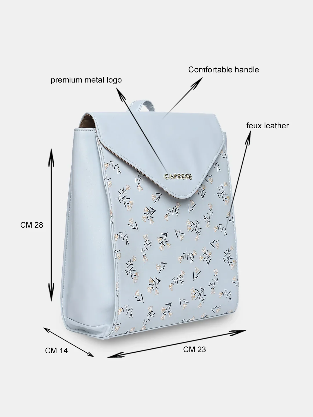 Caprese Merida Printed Large Sky Blue Backpack - Image 5