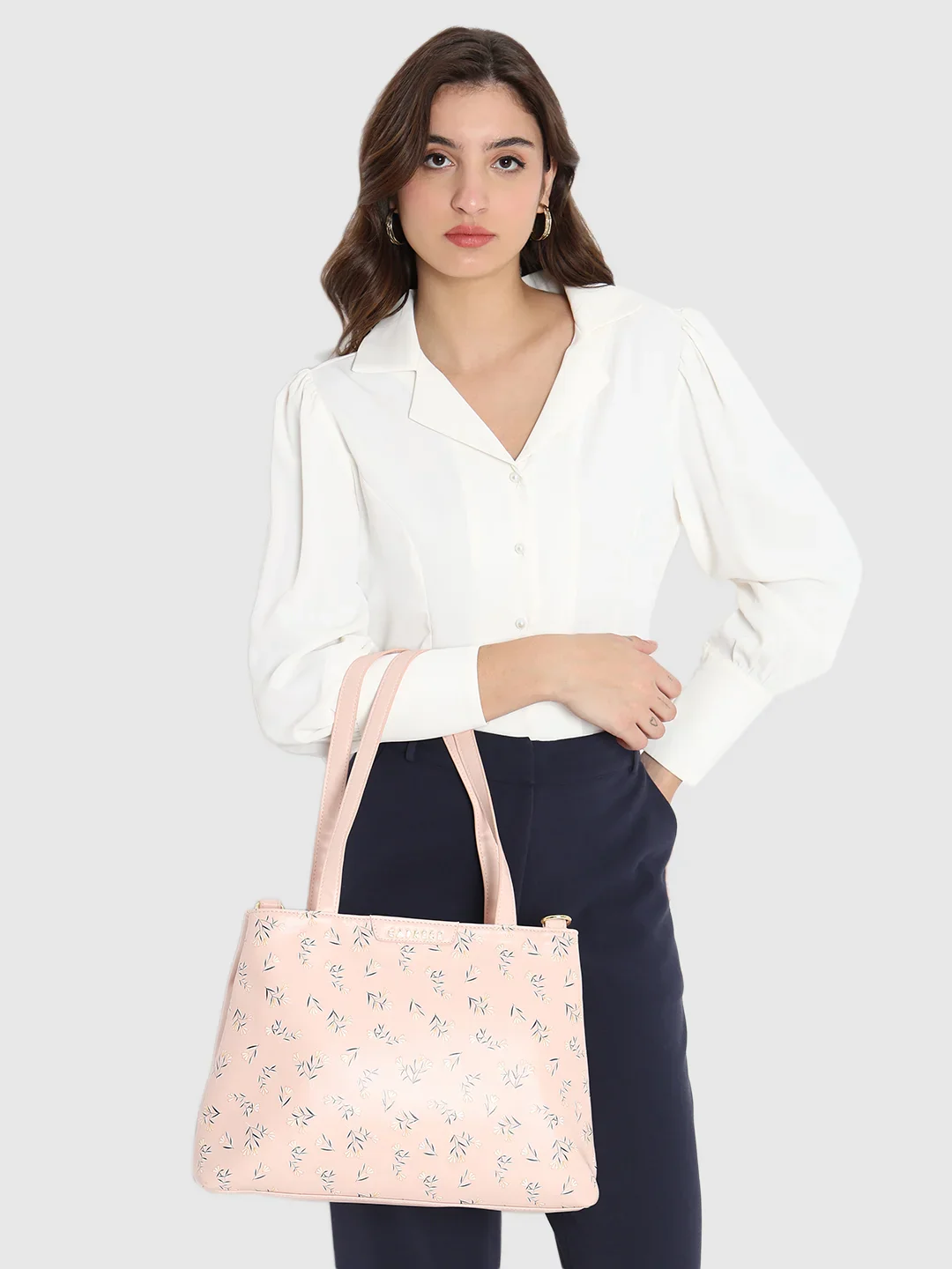 Caprese Merida Large Printed Blush Satchel Bag - Image 13