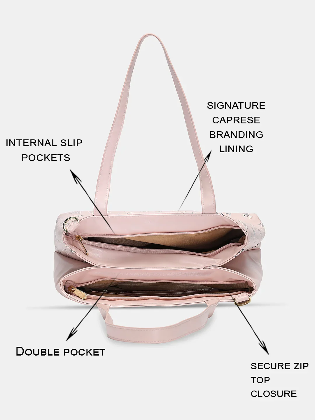 Caprese Merida Large Printed Blush Satchel Bag - Image 14