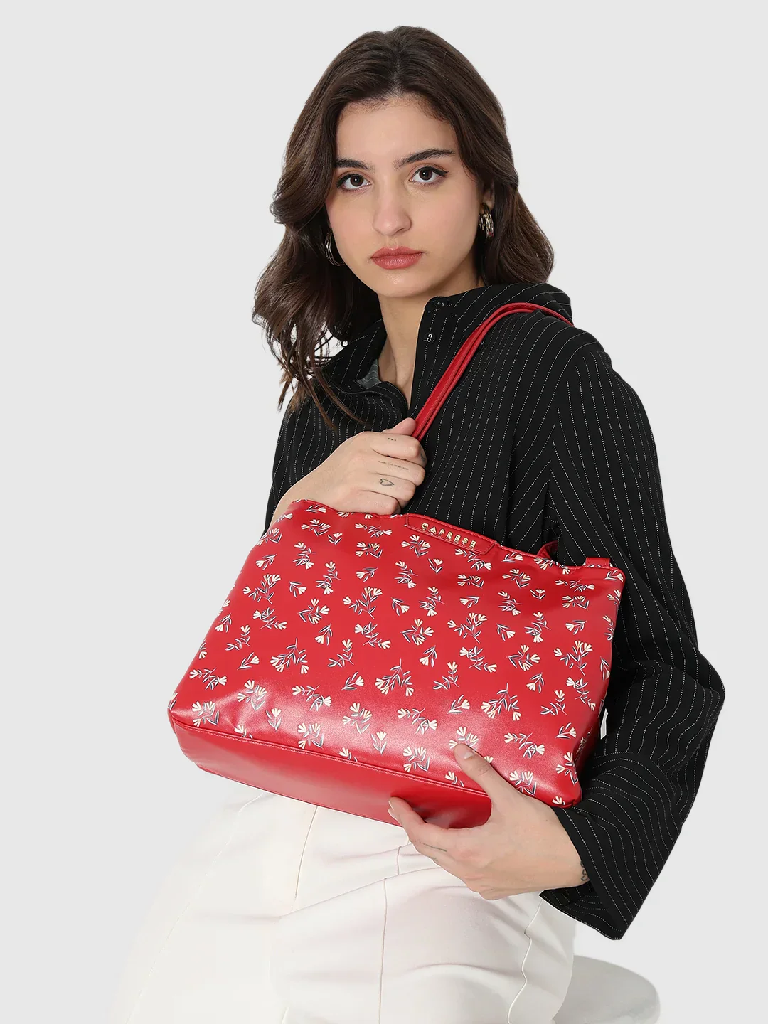 Caprese Merida Large Printed Red Satchel Bag - Image 11