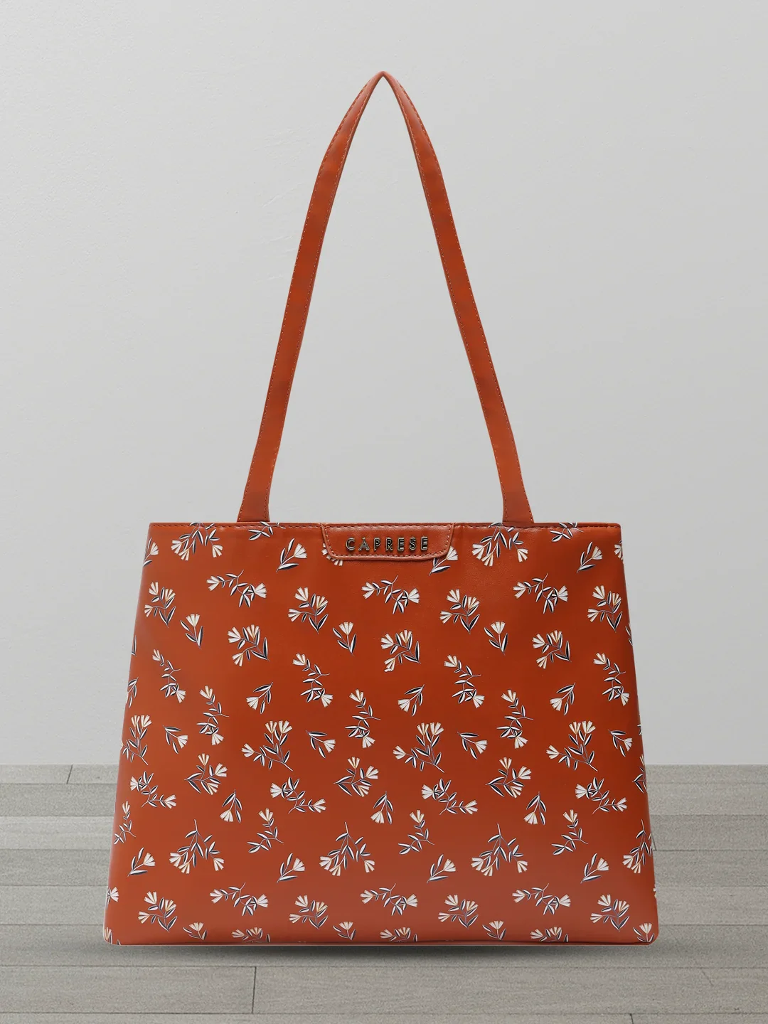 Caprese Merida Printed Large Tan Satchel Bag - Image 2