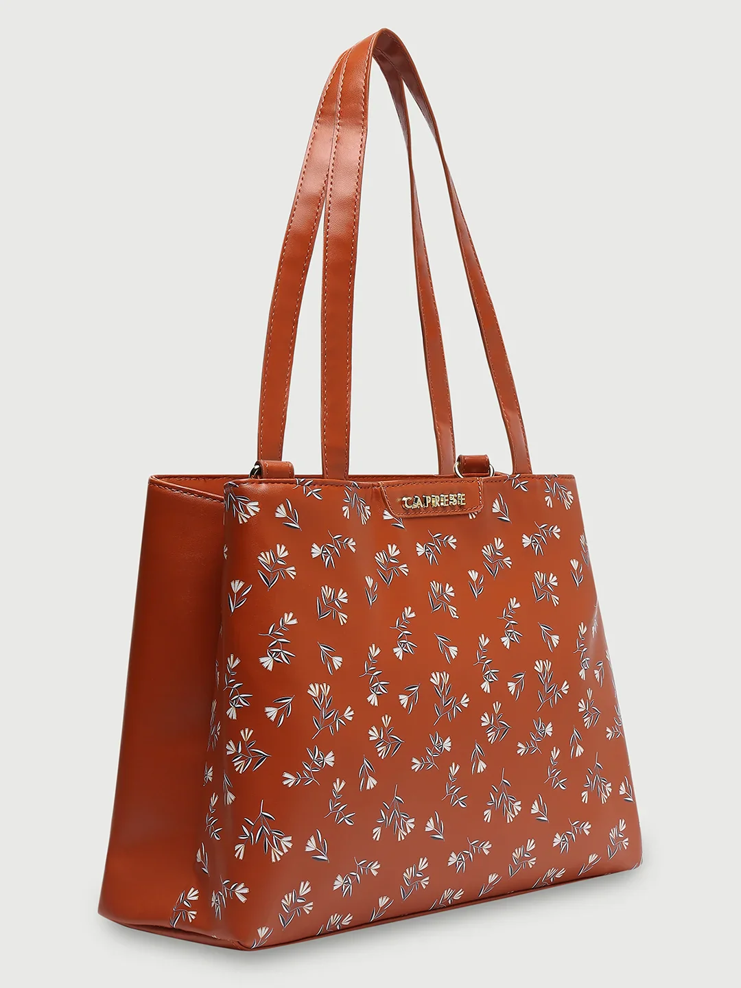 Caprese Merida Printed Large Tan Satchel Bag - Image 4