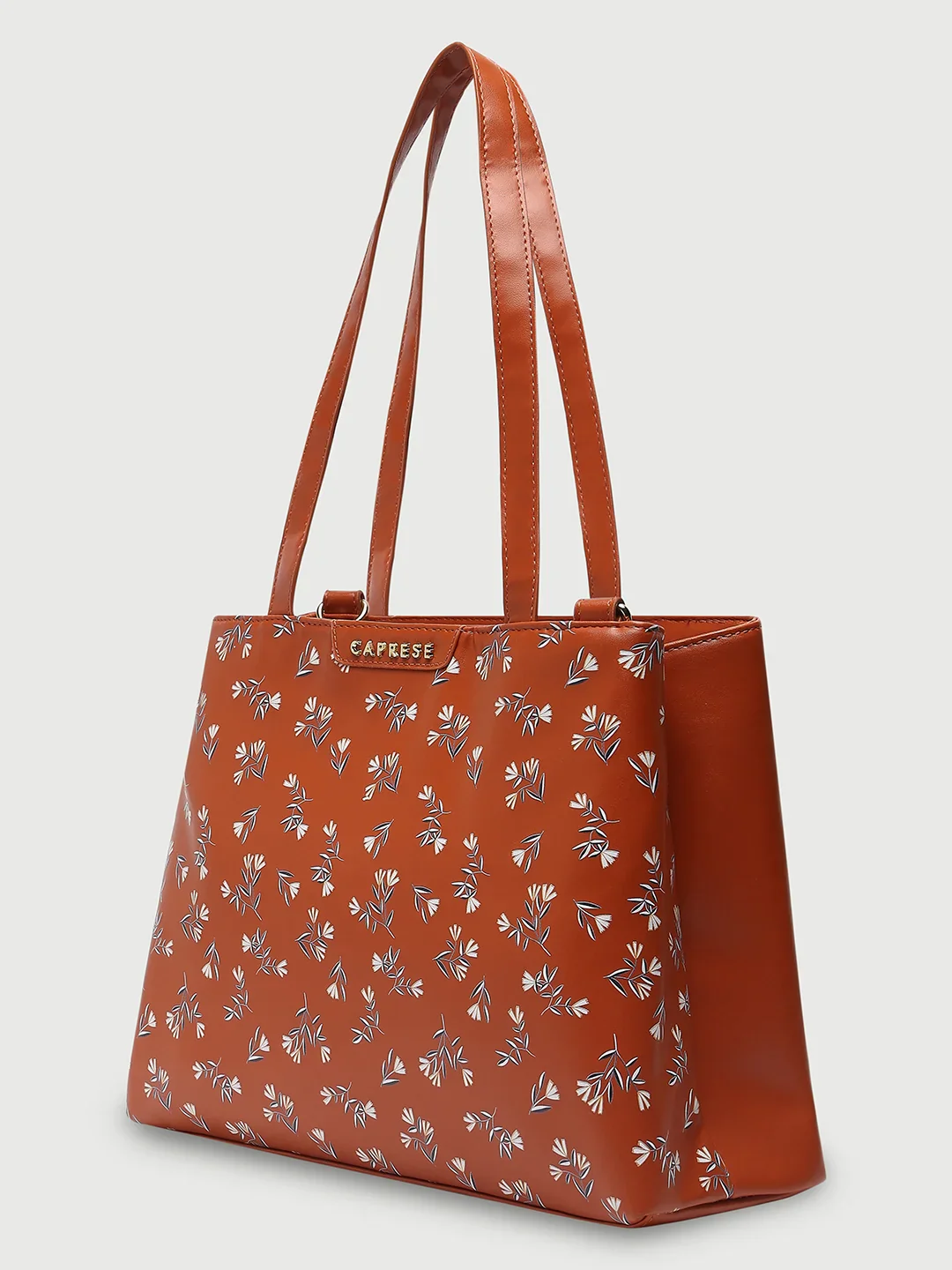 Caprese Merida Printed Large Tan Satchel Bag - Image 6