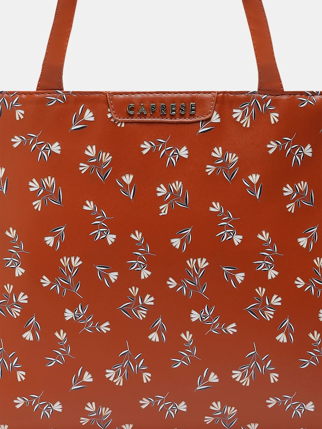 Caprese Merida Printed Large Tan Satchel Bag - Image 8