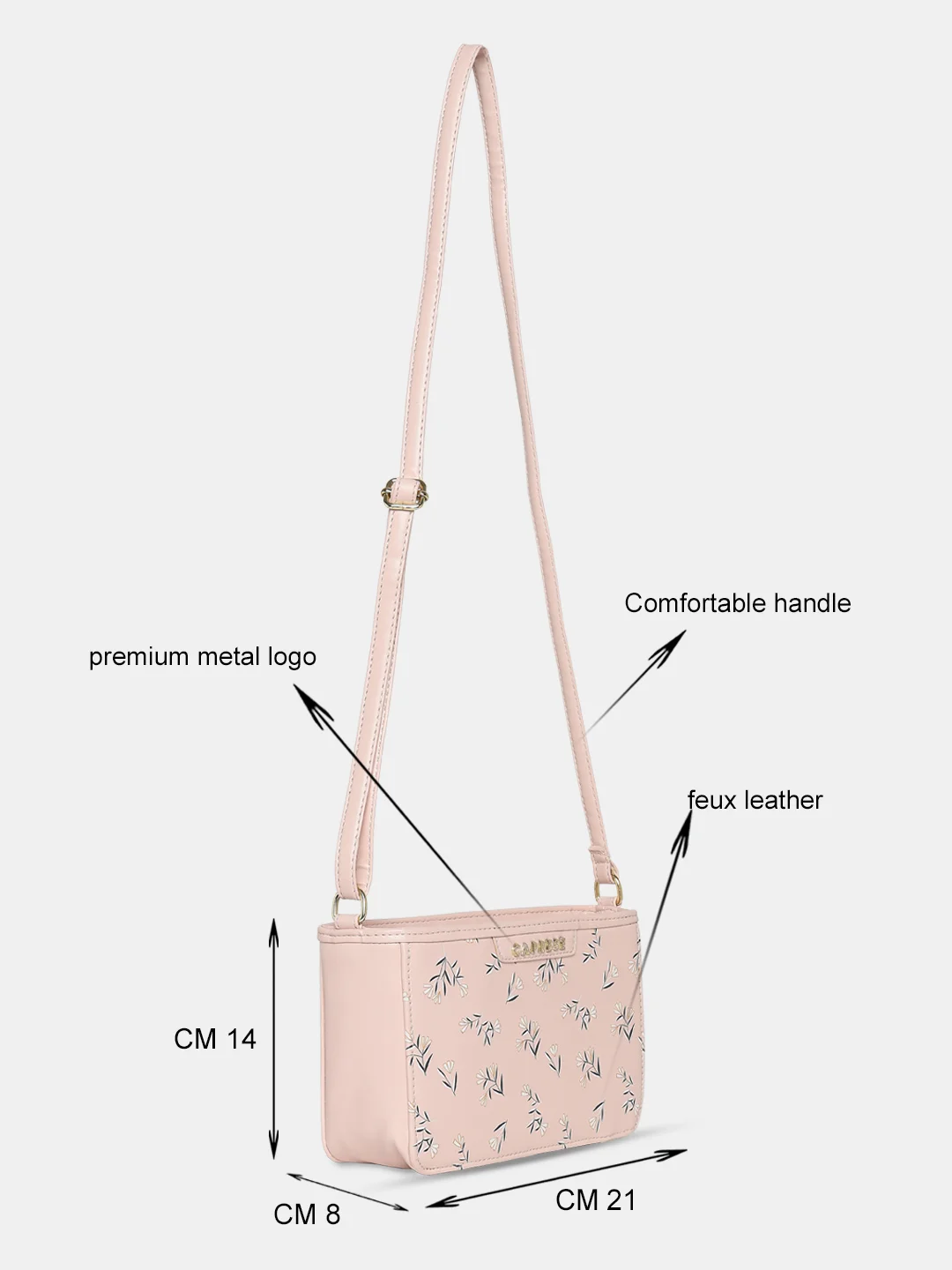 Caprese Merida Small Printed Blush Sling Bag - Image 5