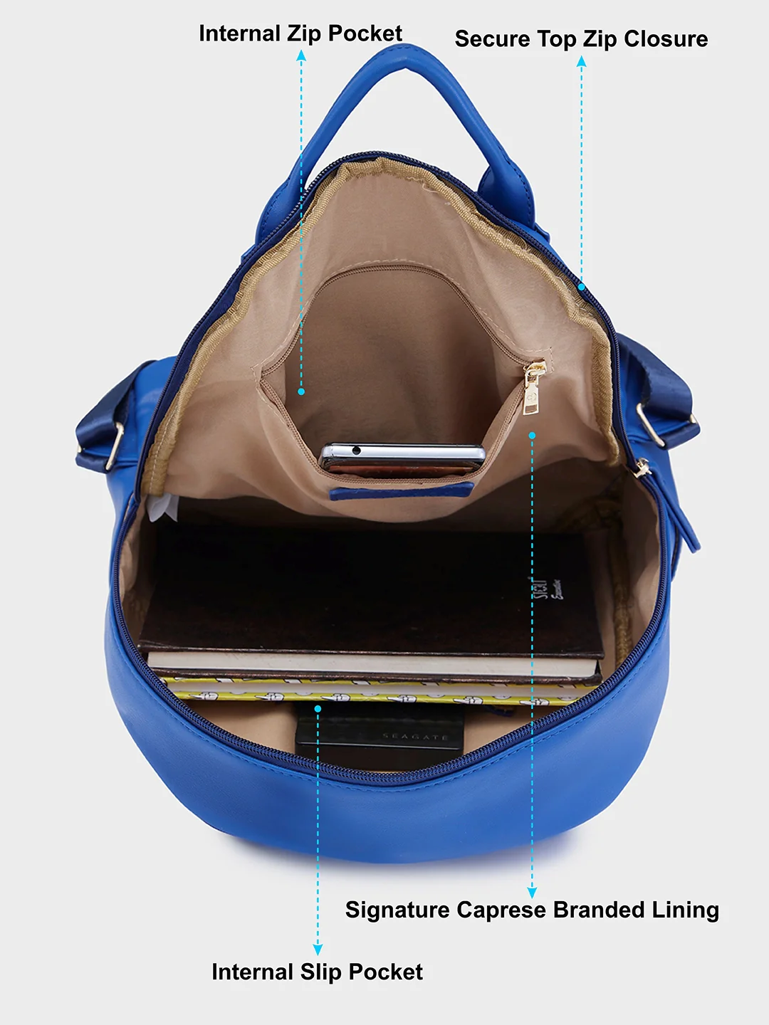Caprese Merlin Medium Blue Backpack - Image 8
