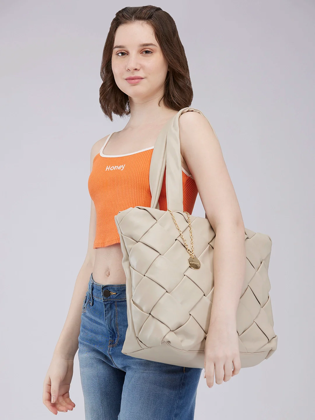 Caprese Merlin Large Beige Tote Bag - Image 12