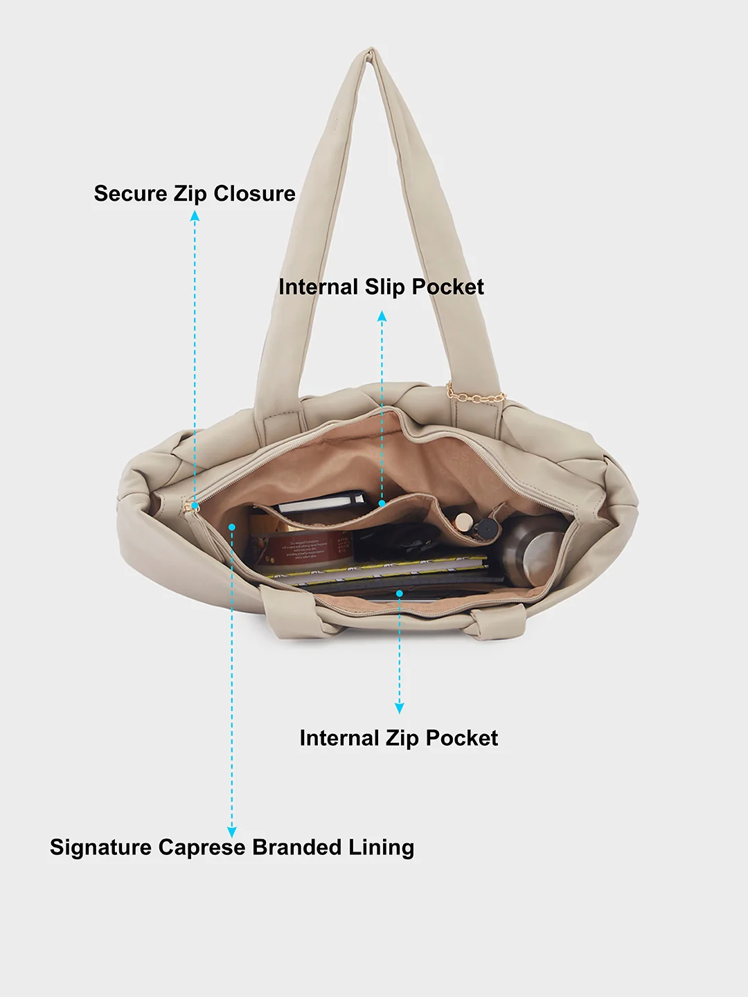 Caprese Merlin Large Beige Tote Bag - Image 7