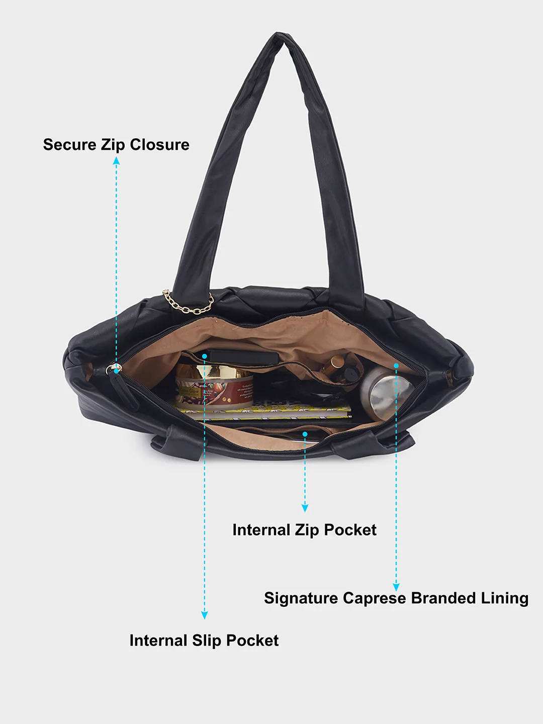 Caprese Merlin Large Black ToteBag - Image 7
