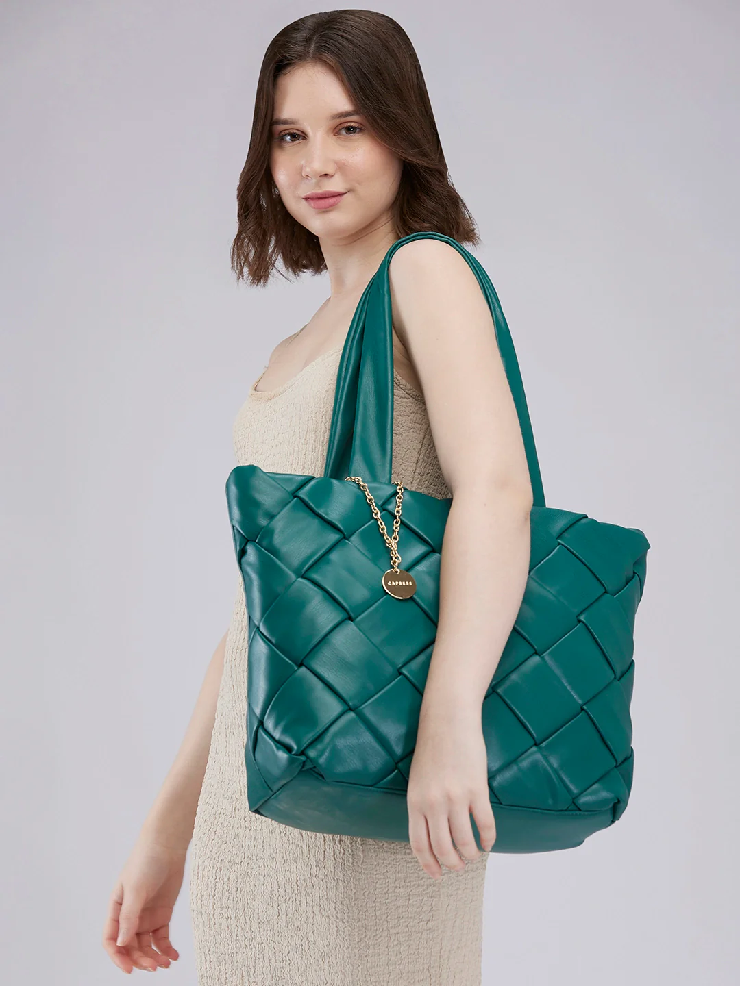 Caprese Merlin Large Bottle Green Tote Bag - Image 12