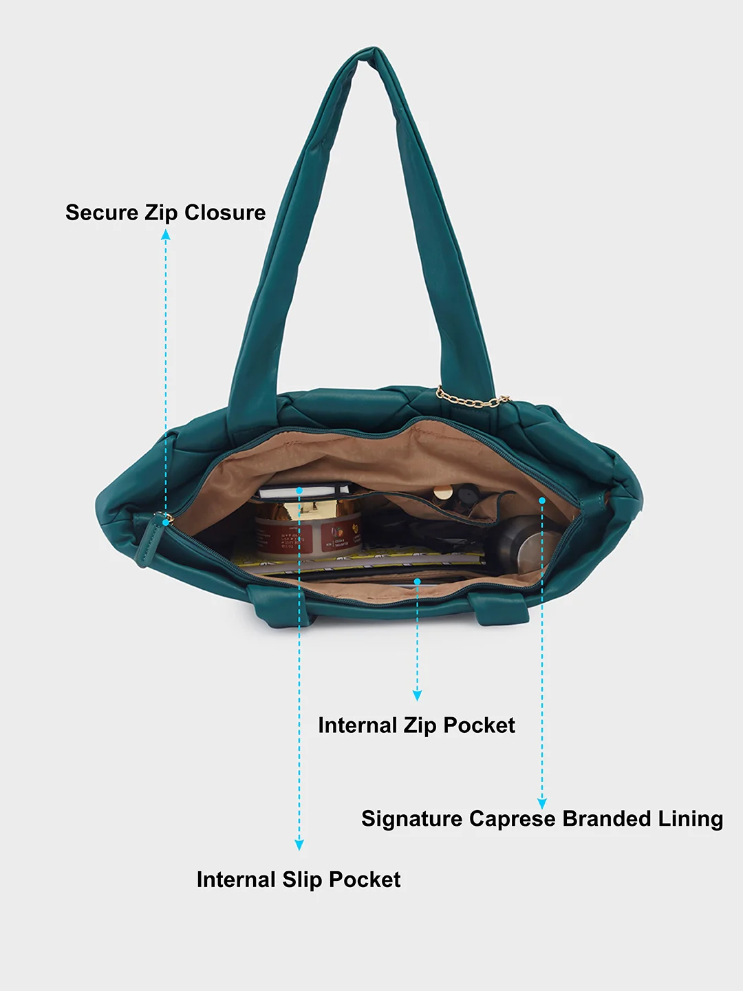 Caprese Merlin Large Bottle Green Tote Bag - Image 7