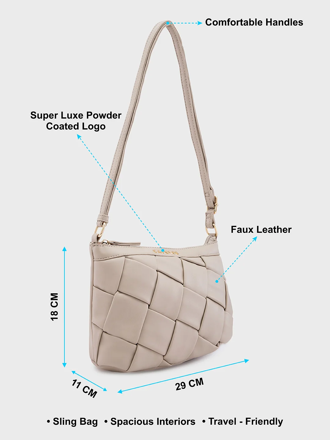 Caprese Merlin Medium Beige Sling Bag - Image 6
