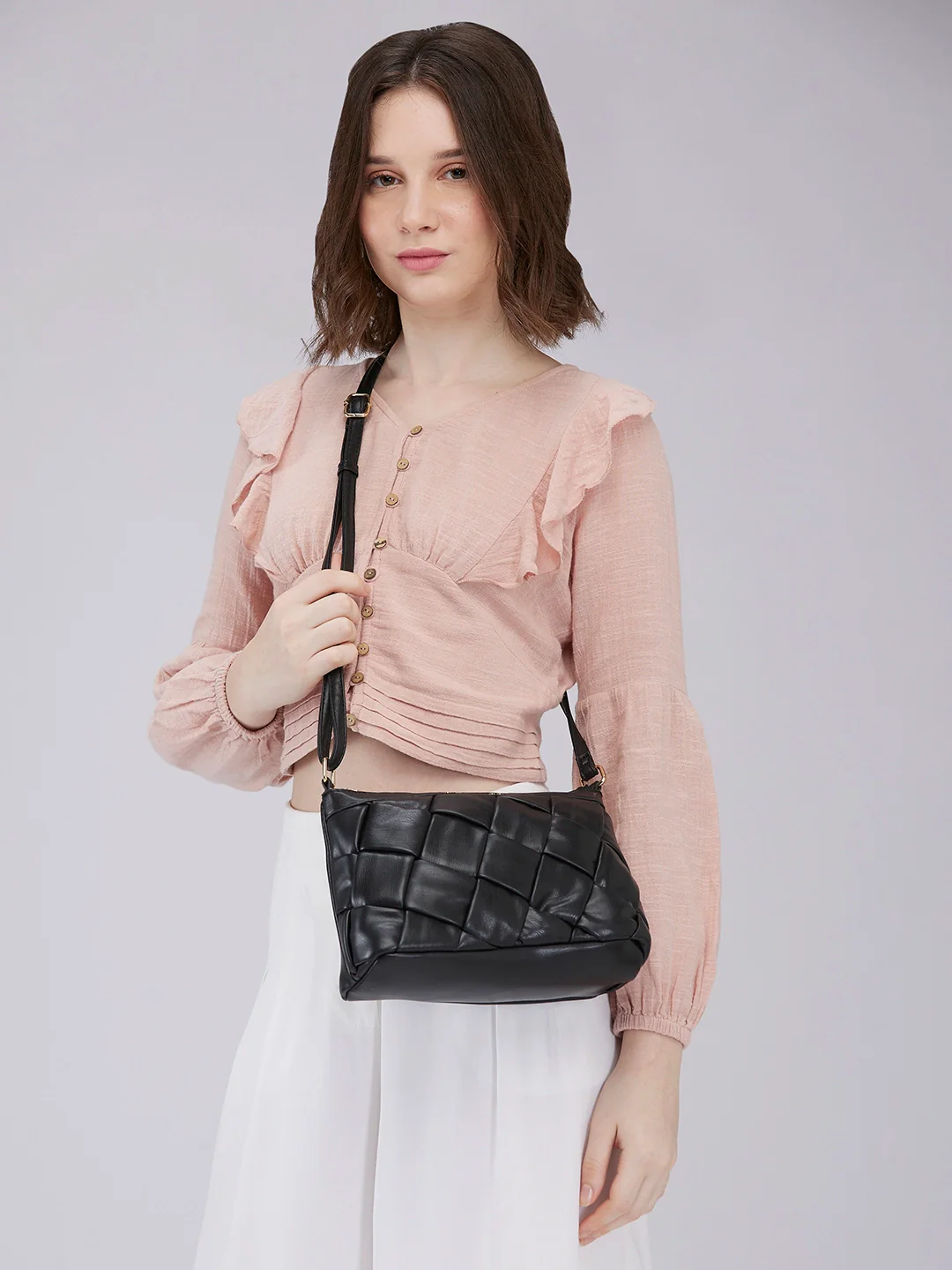 Caprese Merlin Medium Black Sling Bag - Image 12