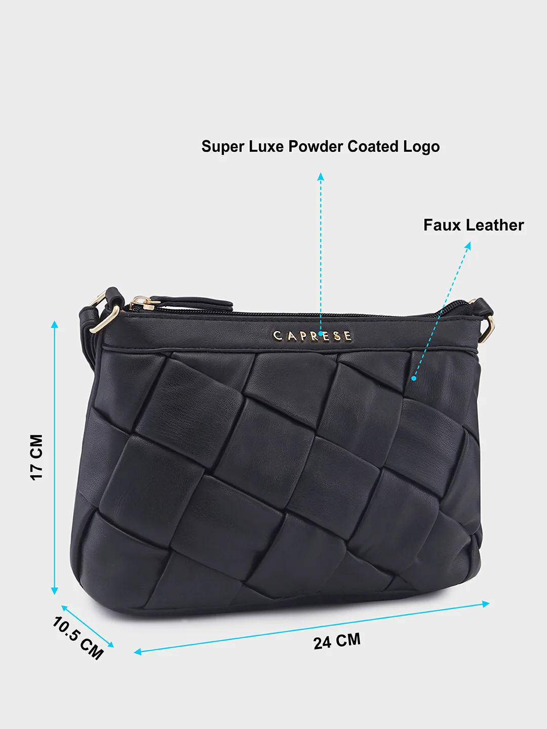 Caprese Merlin Medium Black Sling Bag - Image 7
