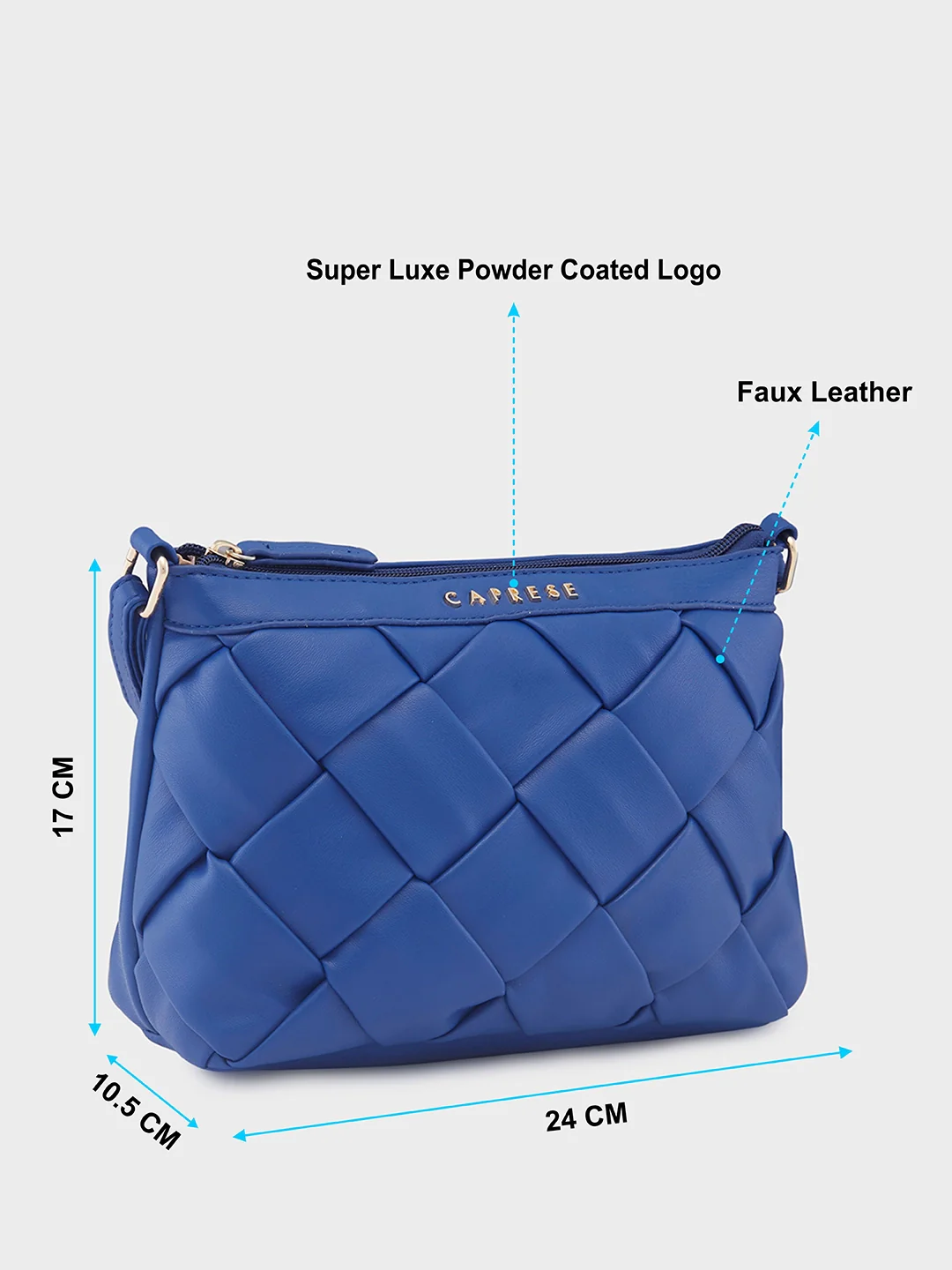 Caprese Merlin Medium Blue Sling Bag - Image 7