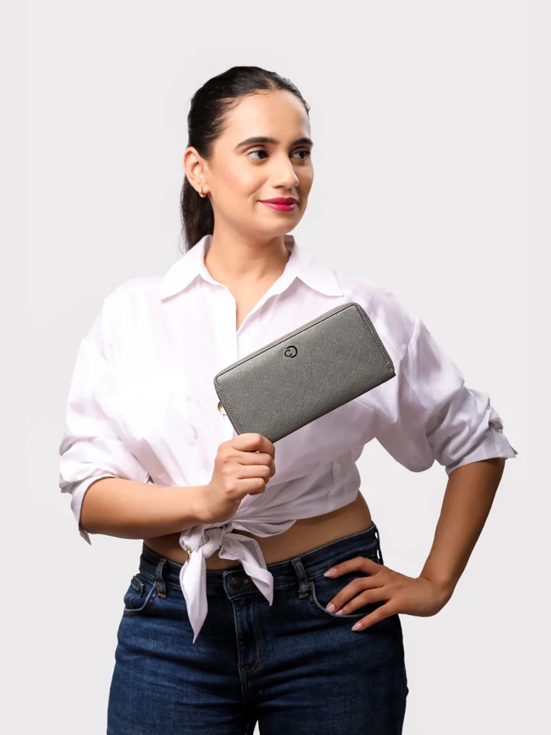 Caprese Mia Large Gunmetal Zip Around Wallet - Image 11