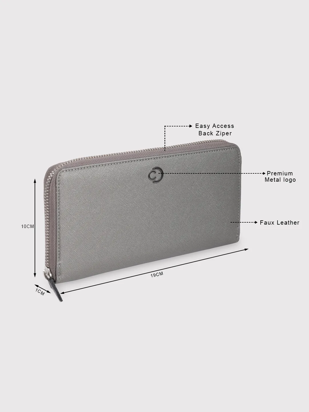 Caprese Mia Large Gunmetal Zip Around Wallet - Image 8
