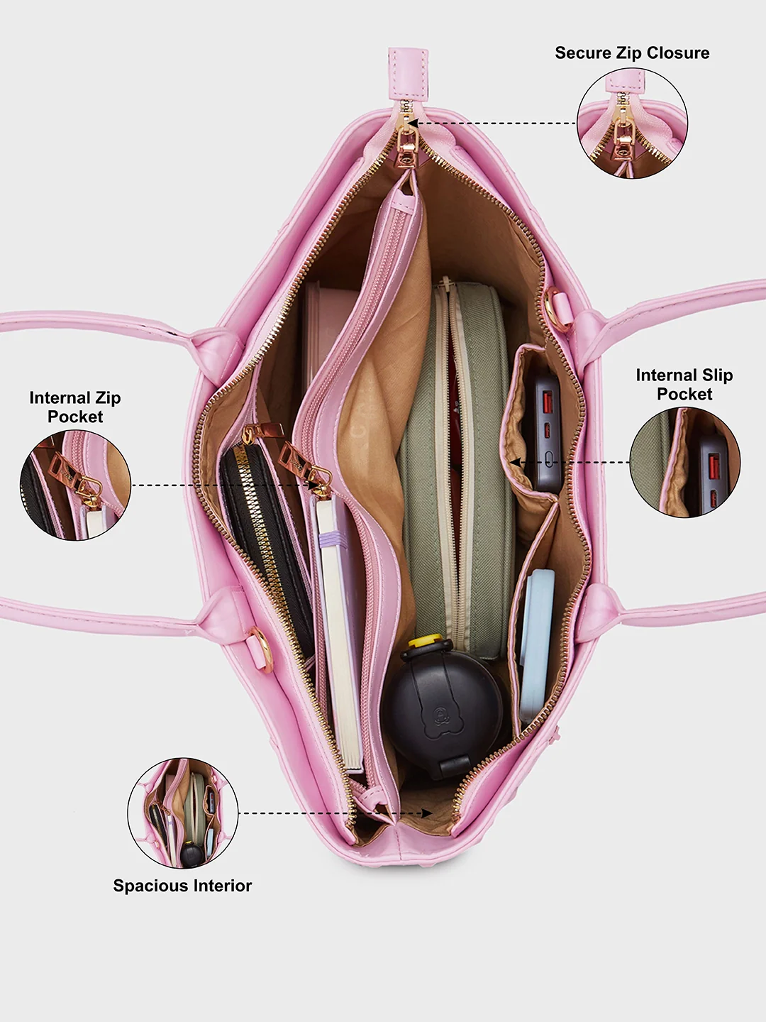 Caprese Midge Medium Pink Tote Bag - Image 4