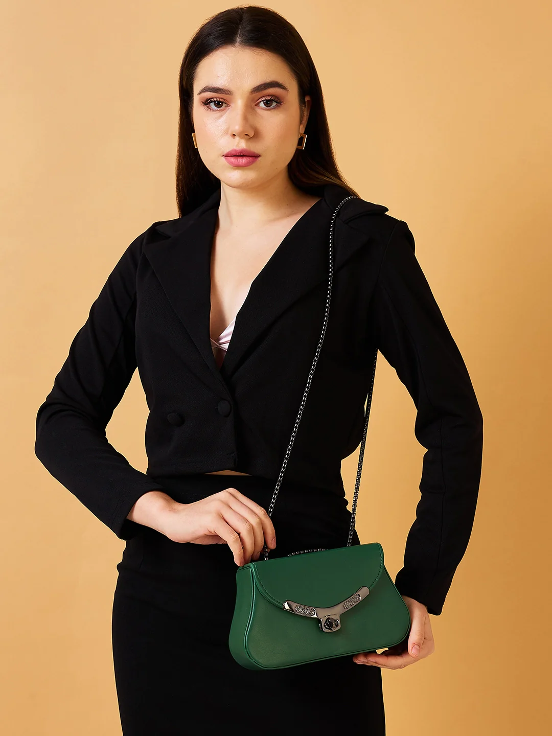 Caprese Miko Medium Dark Green Sling Bag - Image 11