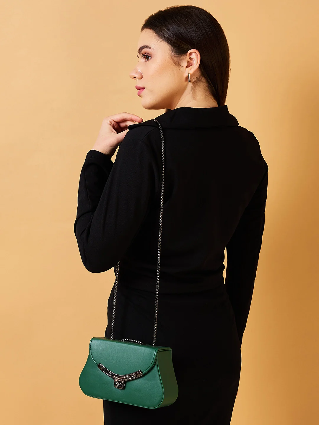 Caprese Miko Medium Dark Green Sling Bag - Image 2