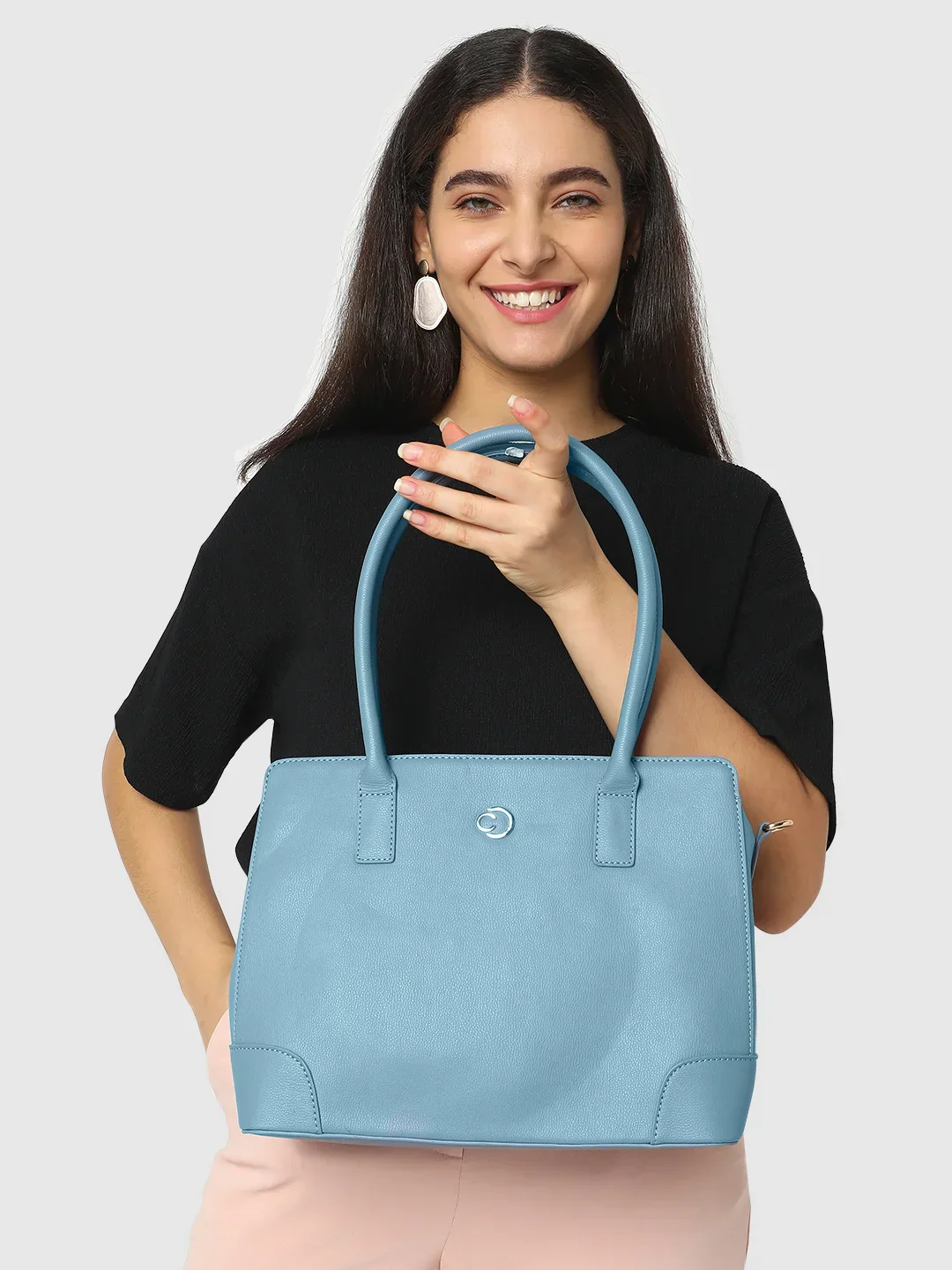 Caprese Milan Medium Blue Satchel Bag - Image 3