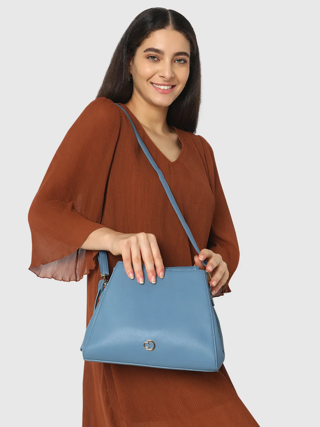 Caprese Milan Small Blue Satchel Bag - Image 3