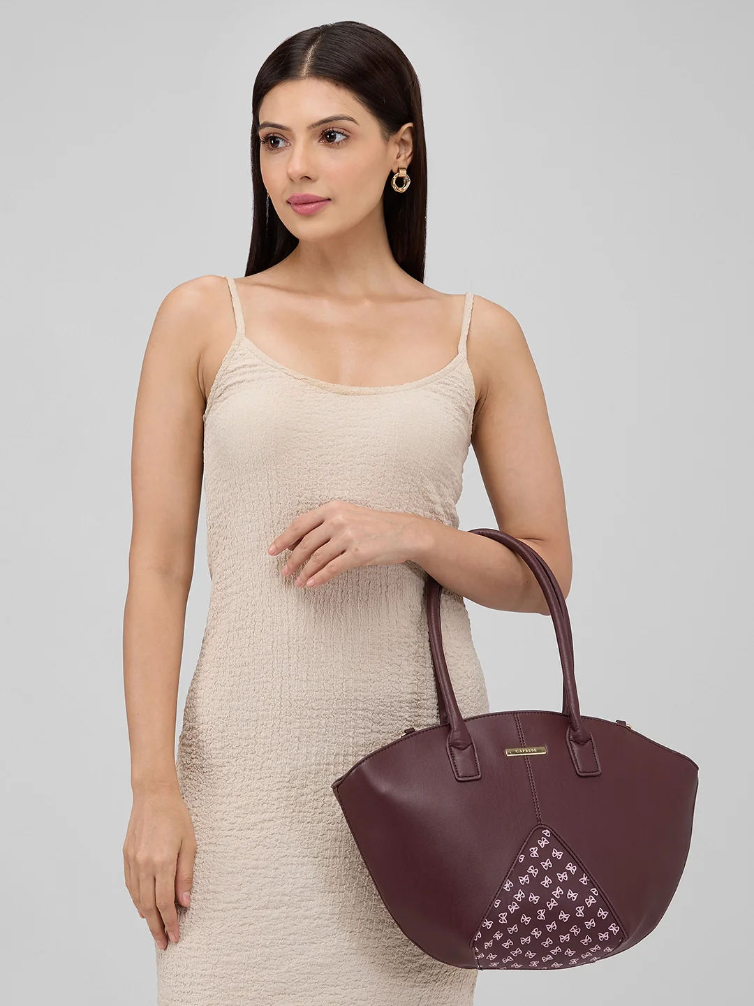 Caprese Milly Medium Choco Brown Satchel Bag - Image 10