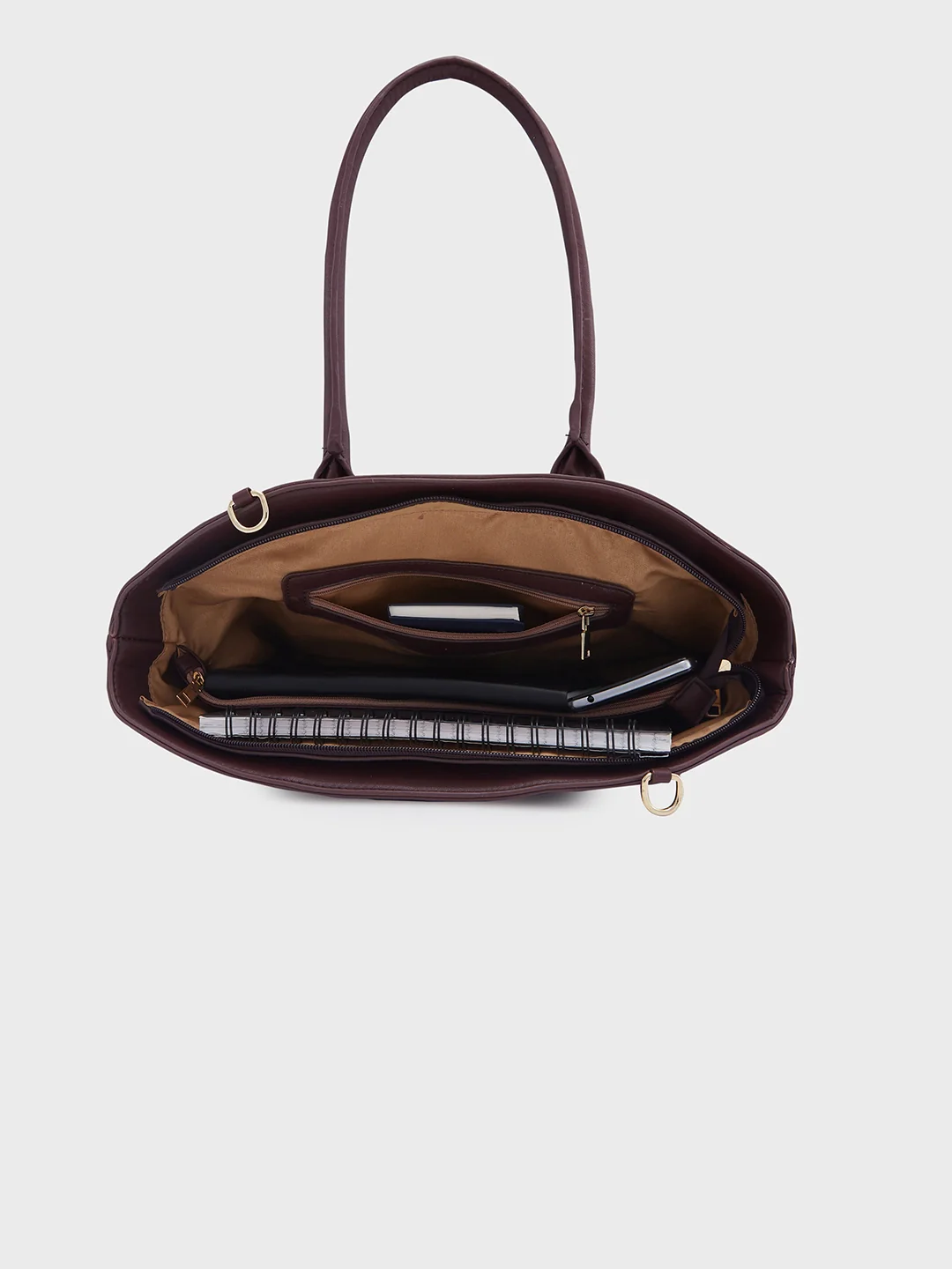 Caprese Milly Medium Choco Brown Satchel Bag - Image 6