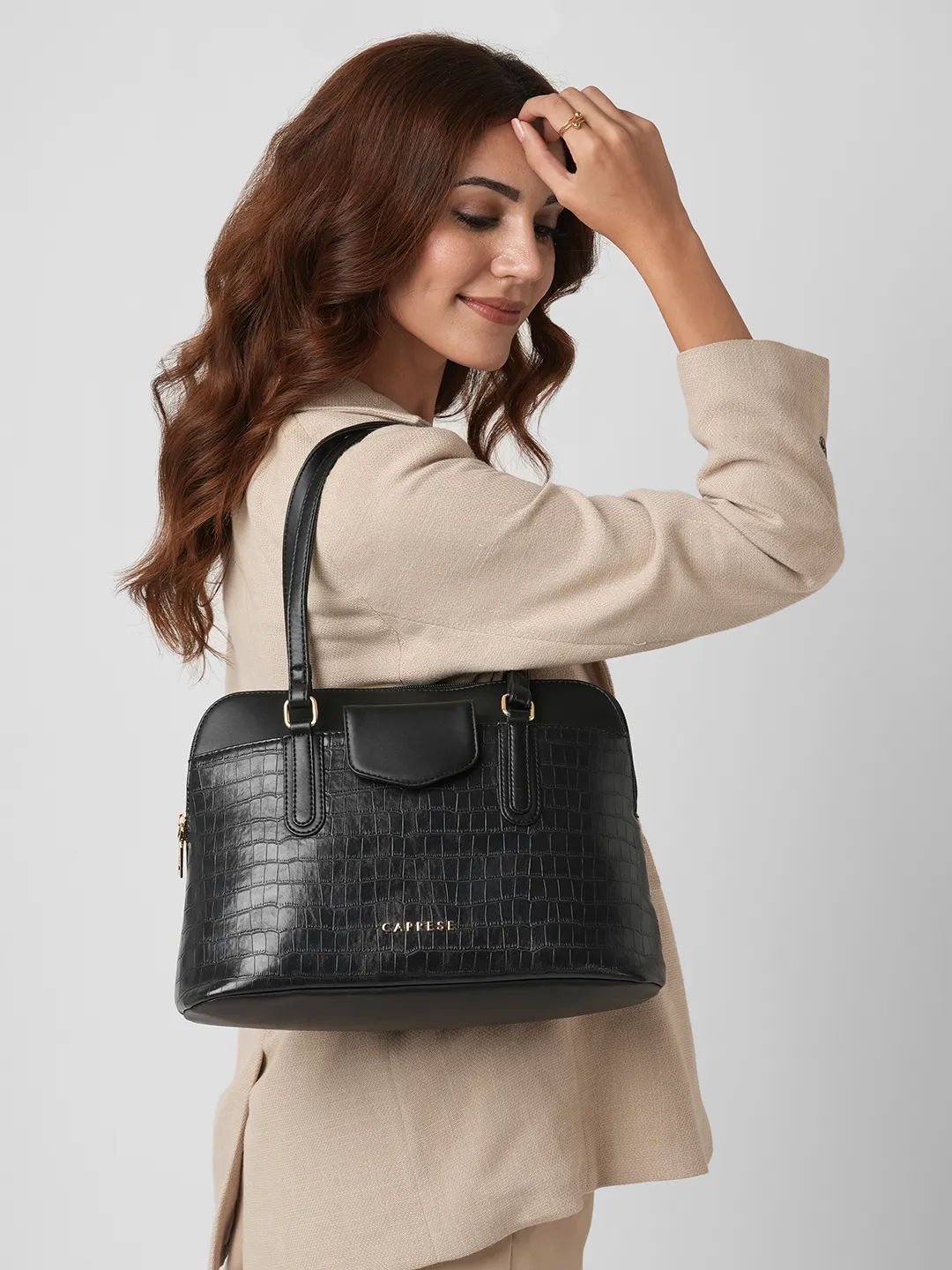Caprese Milo Medium Black Satchel Bag - Image 2