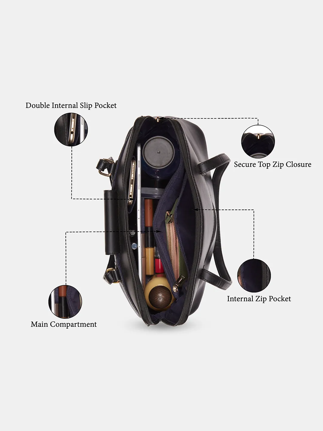 Caprese Milo Medium Black Satchel Bag - Image 7
