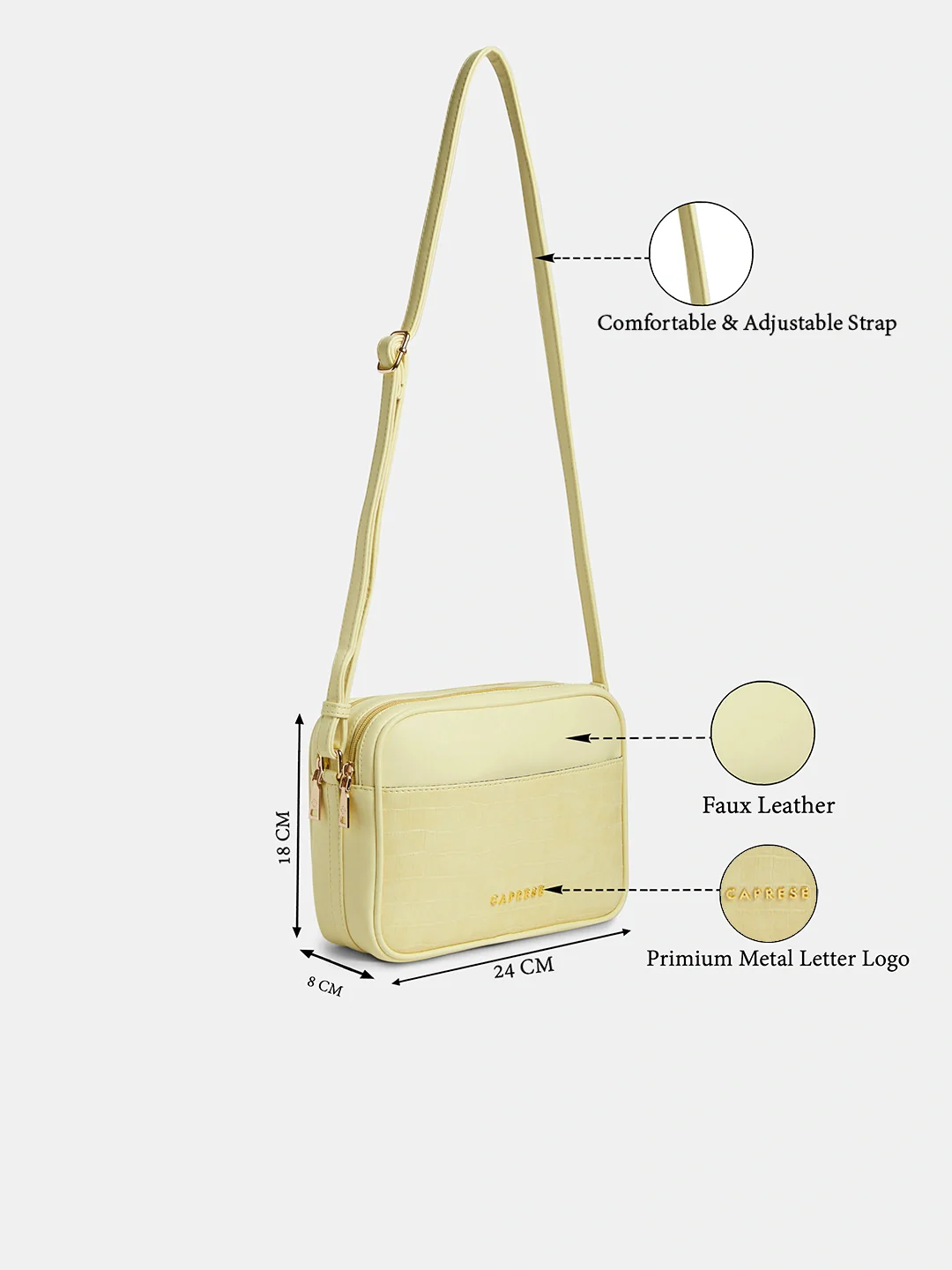 Caprese Minato Medium Dark Beige Sling Bag - Image 8