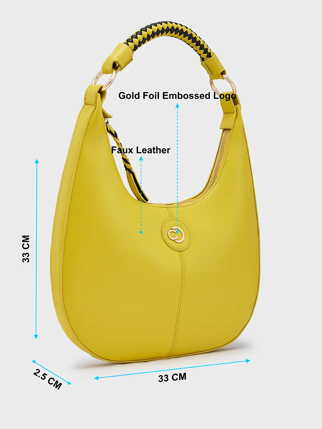Caprese Mindy Medium Cyber Lime Hobo Bag - Image 7