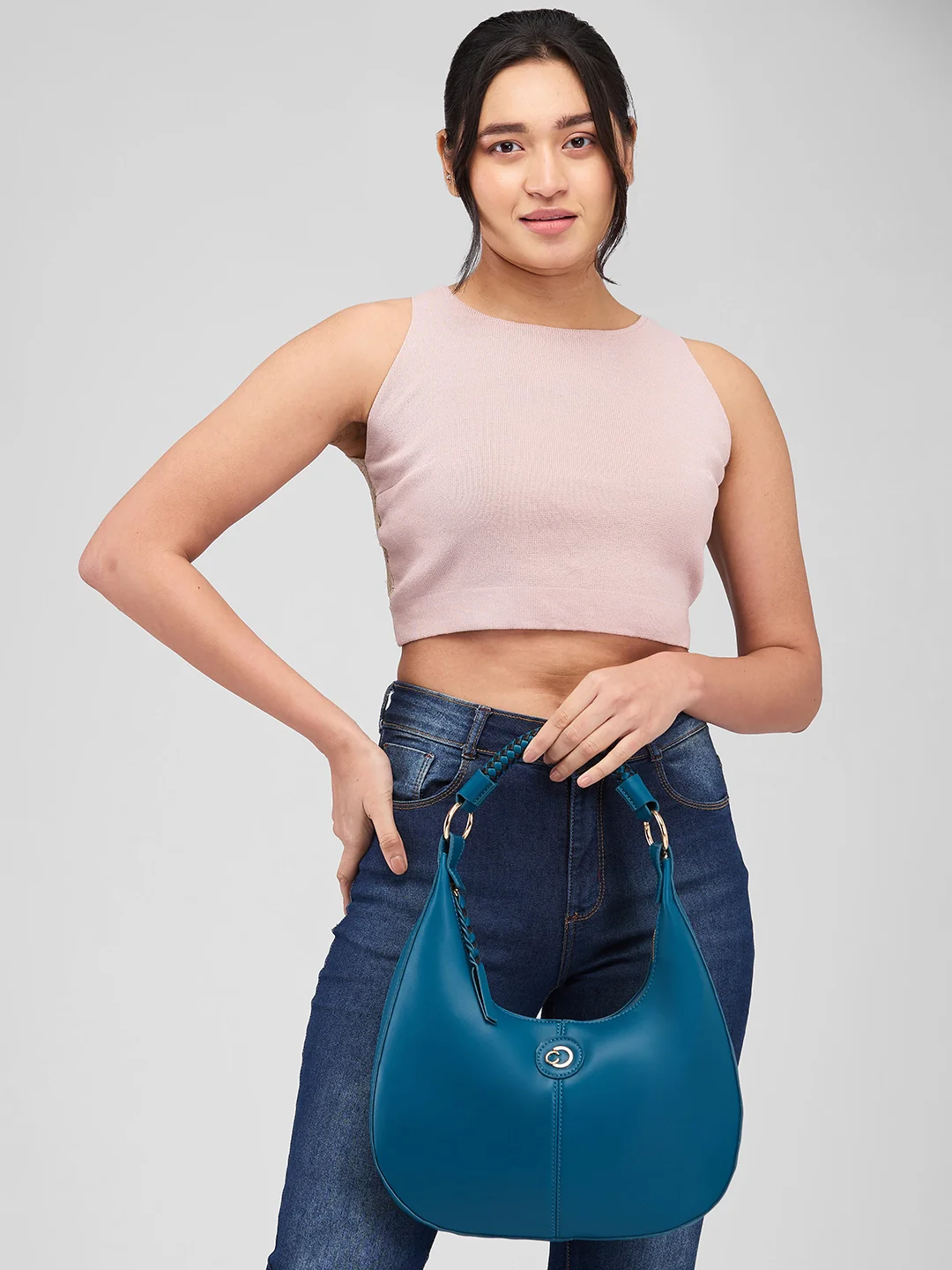 Caprese Mindy Medium Teal Hobo Bag - Image 12