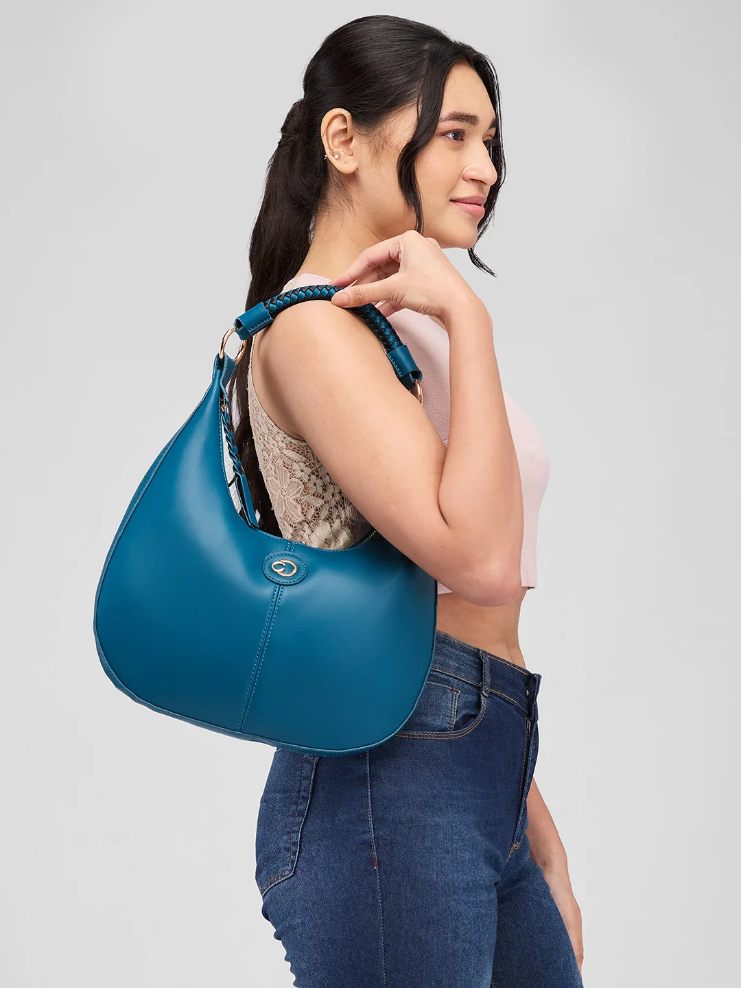 Caprese Mindy Medium Teal Hobo Bag - Image 13