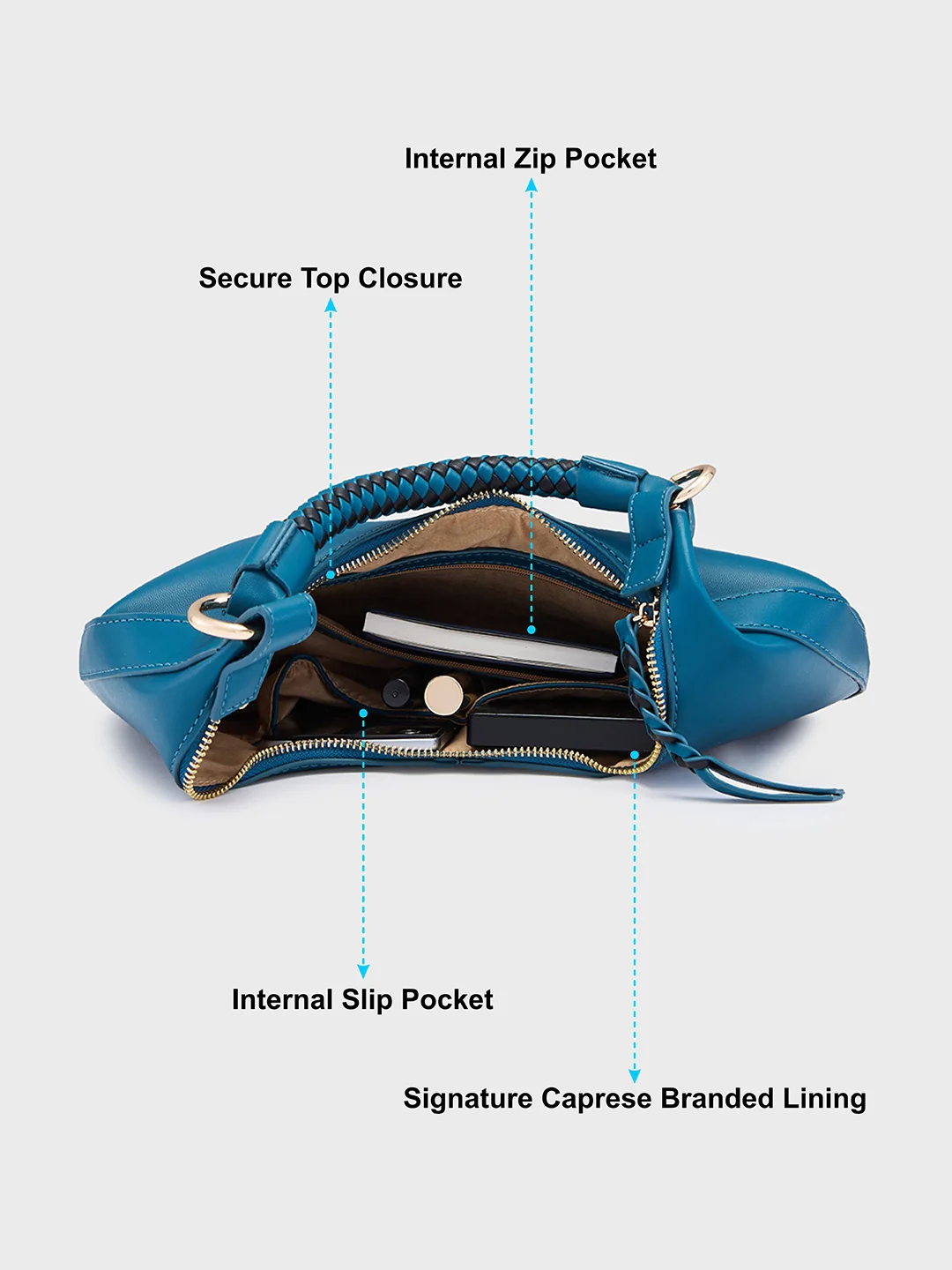 Caprese Mindy Medium Teal Hobo Bag - Image 8